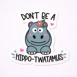 Funny Hippo-Twatamus Car Sticker – Waterproof Vinyl Decal for Cars, Laptops & Water Bottles