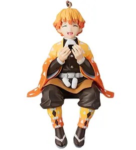 Demon Slayer Figure Eat Rice Balls Agatsuma Zenitsu Figures Anime Devil Slayer Desktop Decor Collection Toy Birthday Gift