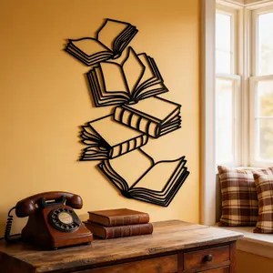 Book Themed Metal Wall Art, Unique Artwork, Decorative Artwork, 1 Count Creative Reading Book Design Wall Decor, Wall Hanging Decor for Home Living Room Bedroom, Poster, Gift