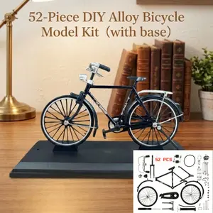 52-Piece DIY Alloy Bicycle Model Kit - Retro Simulation Bike Assembly Set for Desk Decor & Hobbyist Gift