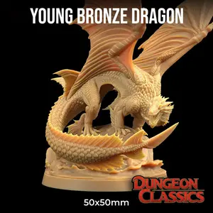 Young Bronze Dragon Dungeon Classics | The Dragon Trappers Lodge | 32mm Scale | Miniature TTRPG Mini DnD Dungeons Dragons Wargame (Copy)