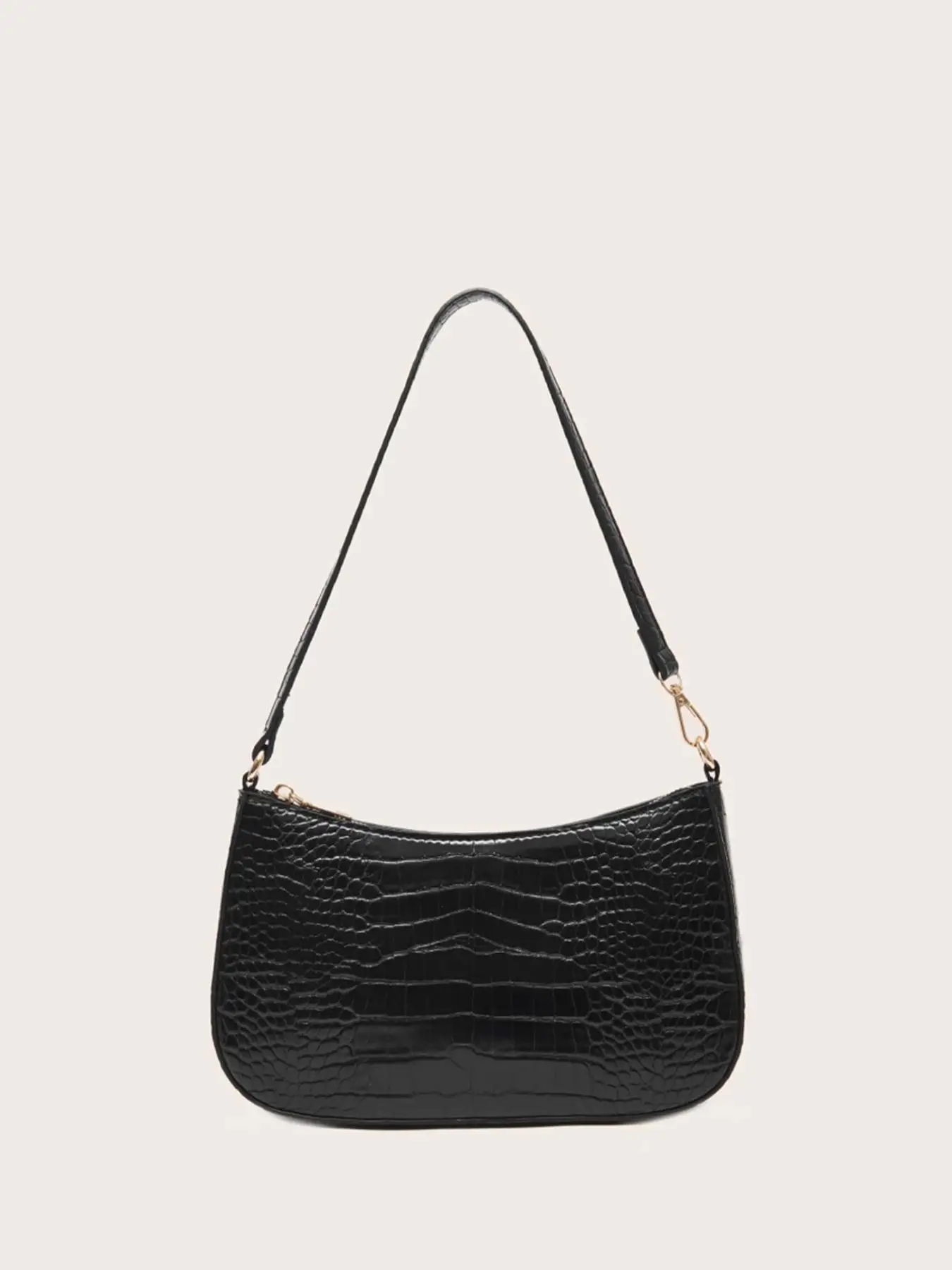 Women's Fashion Plain Crocodile Pattern Hobo Bag, Pu Leather Shoulder Bag with Adjustable Strap, Baguette Bag Gift for Girl Women, Fall Outfits, Fall