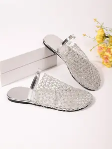 Summer New Breathable Mesh Flat Sandals, Eyelet Slippers, Casual Versatile Women's Shoes, Comfortable and Stylish Footwear
