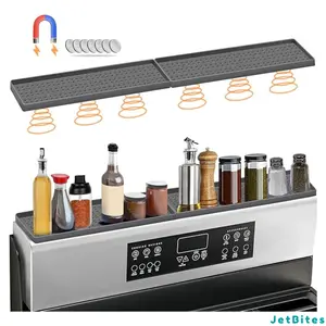 30 Inch Silicone Magnetic Stove Top Shelf, Kitchen Over Stove Spice Rack Shelf Apartment Home Must Haves Kitchen Gadgets for Above Stovetop