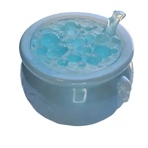 Resin Witches Cauldron Jar with Blue Liquid and Bubbles Unique Design Container