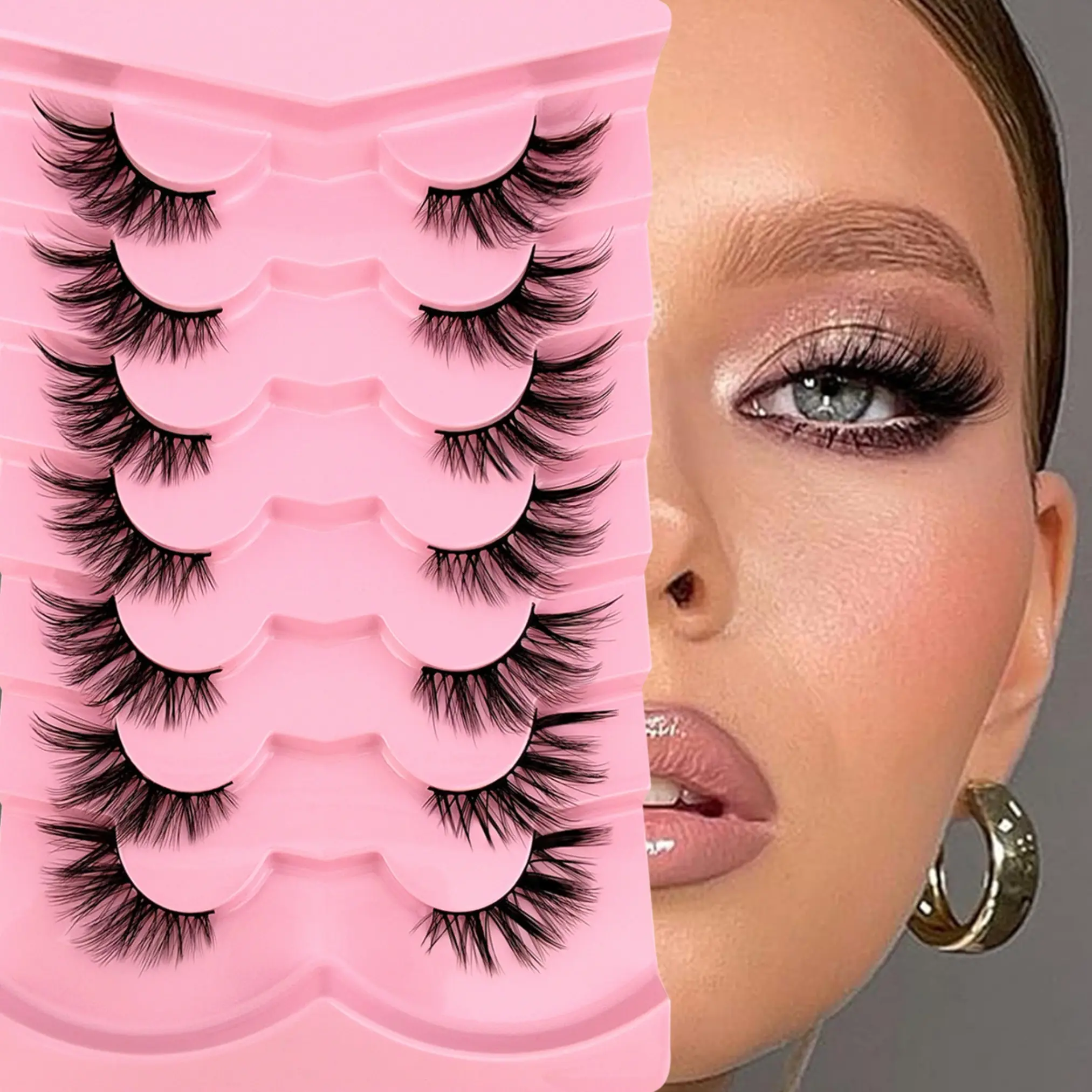 7 Pairs Half Eye Cat Eye Tail Extension Natural Match Fake Mink Eyelashes, Eyelash Falsies, Feline Lash Look, Long-Lasting Fluffy False Eyelashes for Daily Wear & Special Occasions