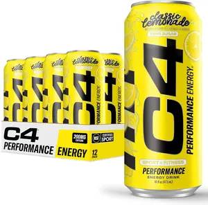 C4 Energy Drink, Lemonade "Limited Edition" Carbonated, Sugar Free Pre Workout Performance Drink with no Artificial Colors or Dyes, 16oz Pack of 12