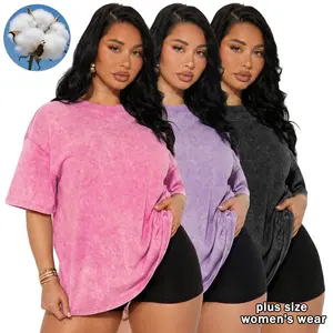 Women’s 3-pack American vintage distressed short-sleeve T-shirts, casual versatile crew neck minimalist solid color tops, suitable for home wear and everyday outings.