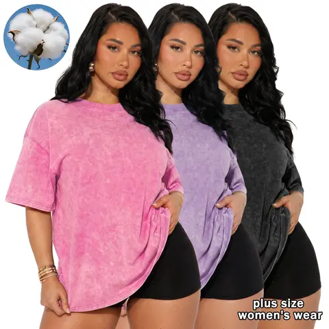 Women’s 3 pack American vintage distressed short sleeve T shirts, casual versatile crew neck minimalist solid color tops, suitable for home wear and everyday outings.