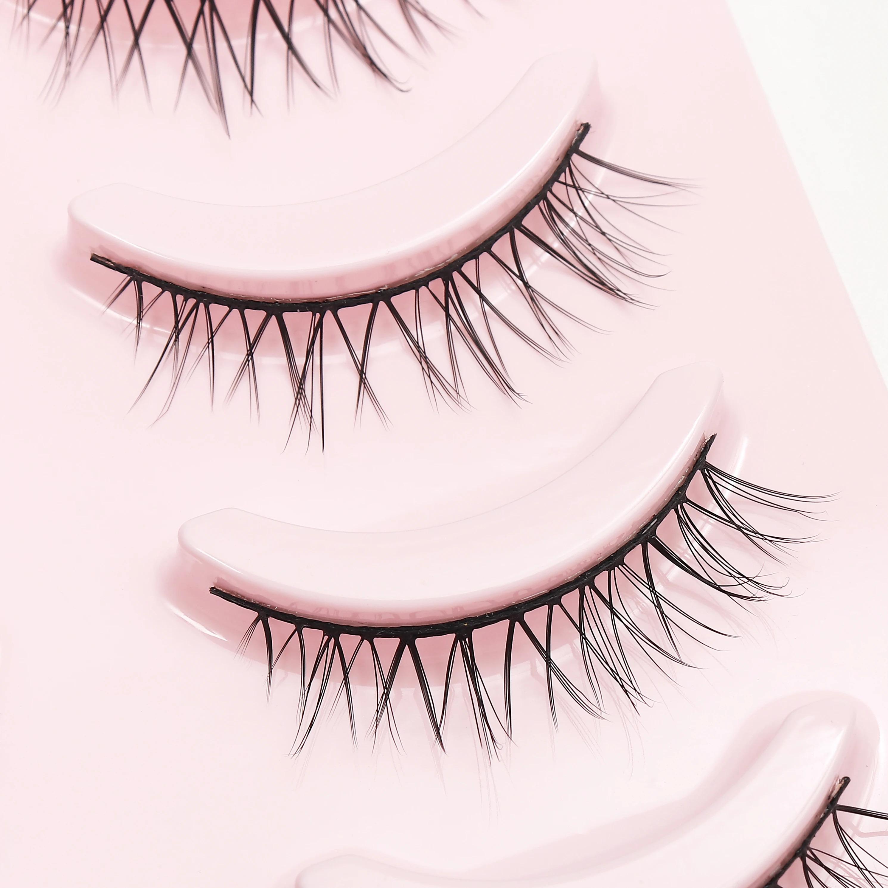 Fake Eyelash Anime Lashes 5 Pairs Little Devil Eyelashes Natural Daily Makeup Manga Eyelashes Clear Band Eyelashes