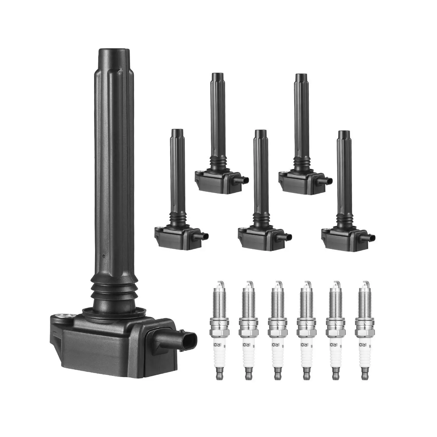【FathersDayGift】VEVOR Ignition Coil Pack and Spark Plugs, Set of 6, Compatible with Dodge Grand Caravan Charger Durango Journey Avenger Challenger Jeep Cherokee Grand Cherokee Compass Chrysler Ram ProMaster 3.6L V6Summervibes, Bolt-On, Enameled Cu, Iridiu