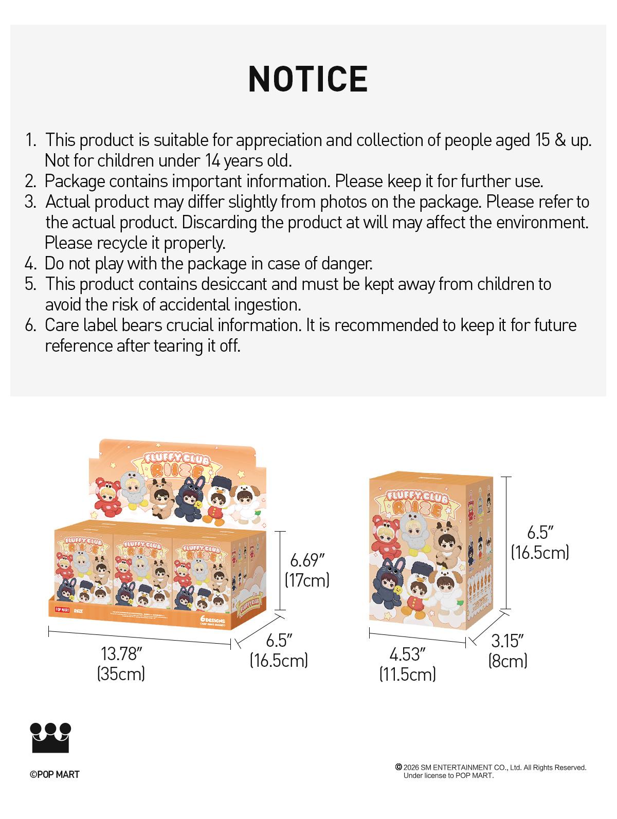 [POP NOW] POP MART RIIZE Fluffy Club Series Vinyl Plush Doll Pendant Blind Box Keychain
