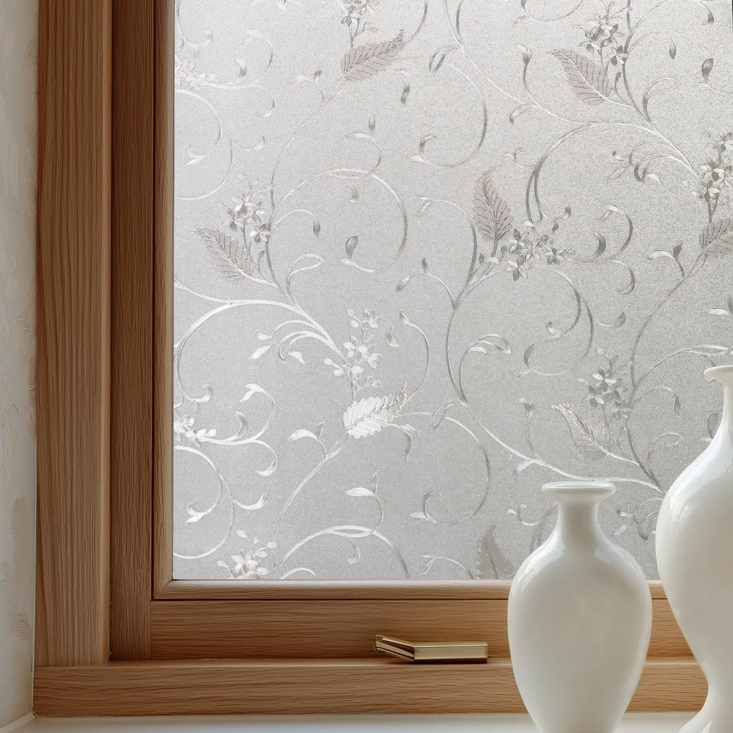 OHTMERU Window Privacy Film Decorative Non-Adhesive, Reusable, Anti-Glare | Easy Install Static Cling Stained Glass for Bath,Front Door,Home Decor Sticker Opaque Heat Control UV Blocking