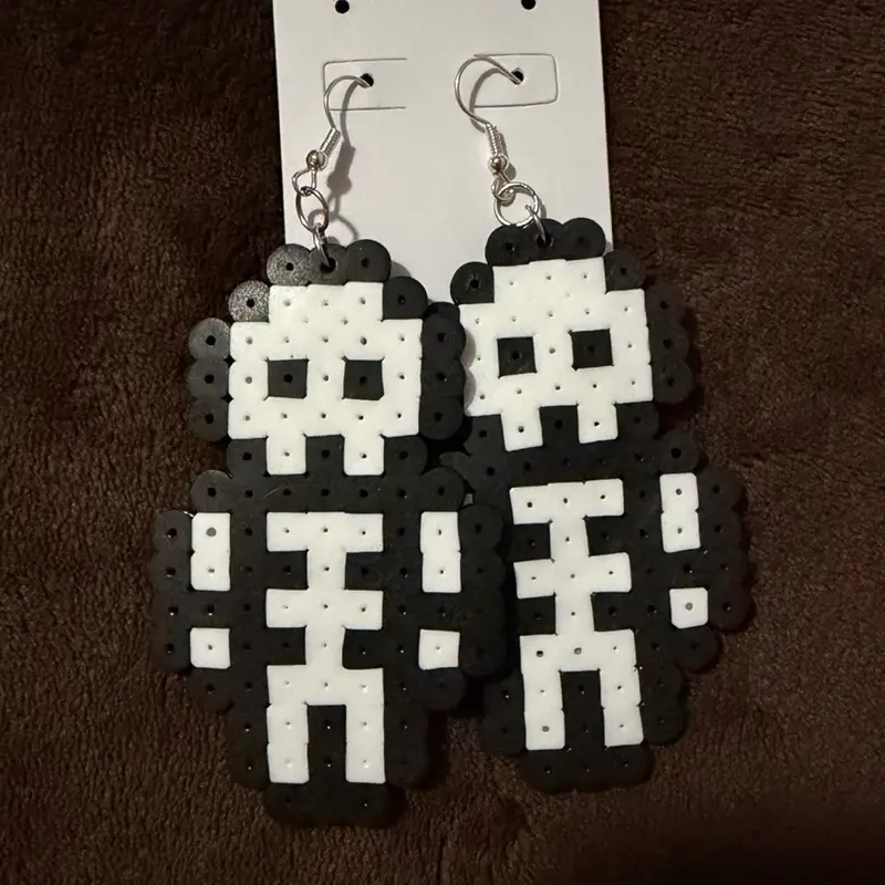 Perler Beaded Skeleton Earrings