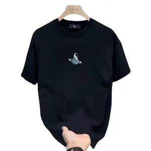 Men's Heavyweight 100% Cotton Graphic T-Shirt Solar System Planet Print Casual Short Sleeve Tee Round Neck Summer Top for Teens & Young Adults Machine Washable Regular Fit Streetwear Soft Sweatshirt Tshirt