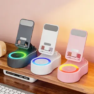 【Father's Day gift】Wireless Induction Audio Bluetooth Speaker 5in1 Phone Holder Emergency Rechargeable (3000mAh) with Colorful Ambient Light 300° Foldable for Tablet iPhone Android, Gifts for Men Women，Easter gifts, Father's Day gifts, gifts for fathers