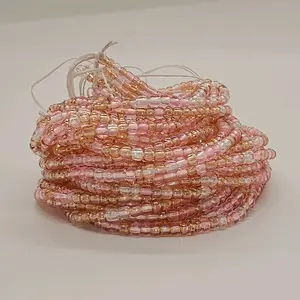 Pink Mist waist beads(tie on 50 inch)