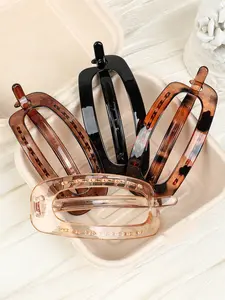 4pcs Simple Style Oval Large Hair Grasp Transparent/Hawksbill/Black Acrylic Grasp Clip Daily Street High Cranial Top Hair Shark Clip
