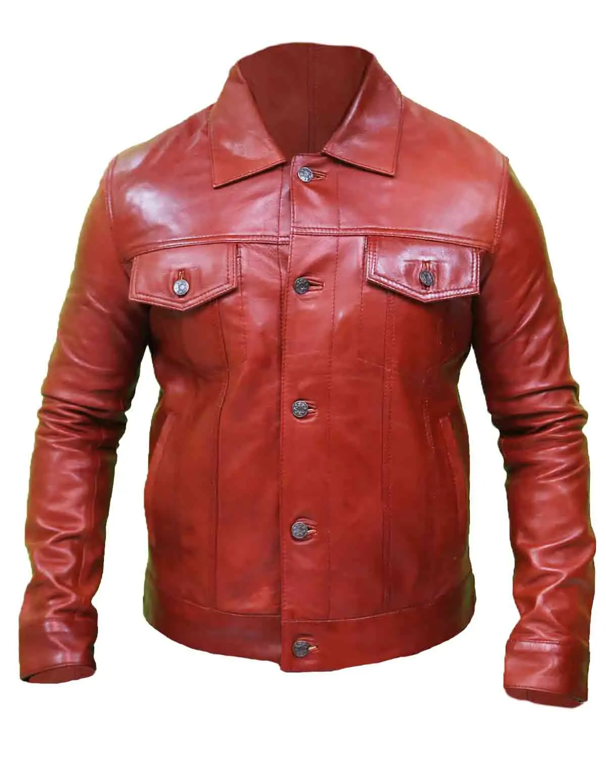 MotorCycleJackets Men's Vintage Classic Brown Leather Trucker Jacket