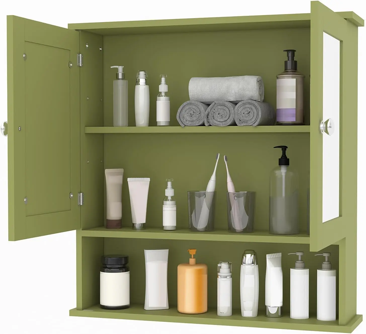 Space-Saving Wall Mounted Bathroom Medicine Cabinet - Mirrored Door, Adjustable Shelf, Waterproof MDF, Over Toilet Organizer, Durable, Easy Install