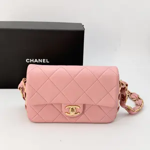 Pre-owned CHANEL lambskin Crossbody Bags Pink Flap Crossbody Bag Lambskin