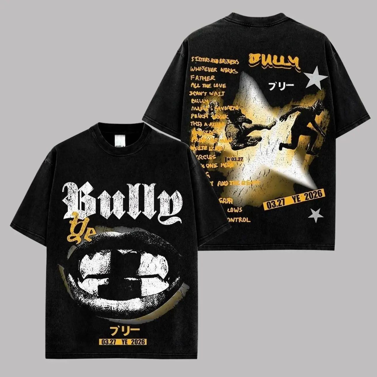 Bully Album 2026 Premium Washed Cotton T-Shirt (Made In US), Ye Rap Graphic Tee, Hip Hop Streetwear Shirt, Urban Music Album Design Tee, Vintage Rap Merch, Unisex Fan Gift D2F TEU
