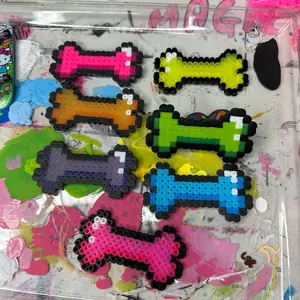 LUVSCENE Glow Bone Hair Clip - Perler Fuse Bead - Rave Scene Emoji Decora Kei - Colorful Design for Hair Styling
