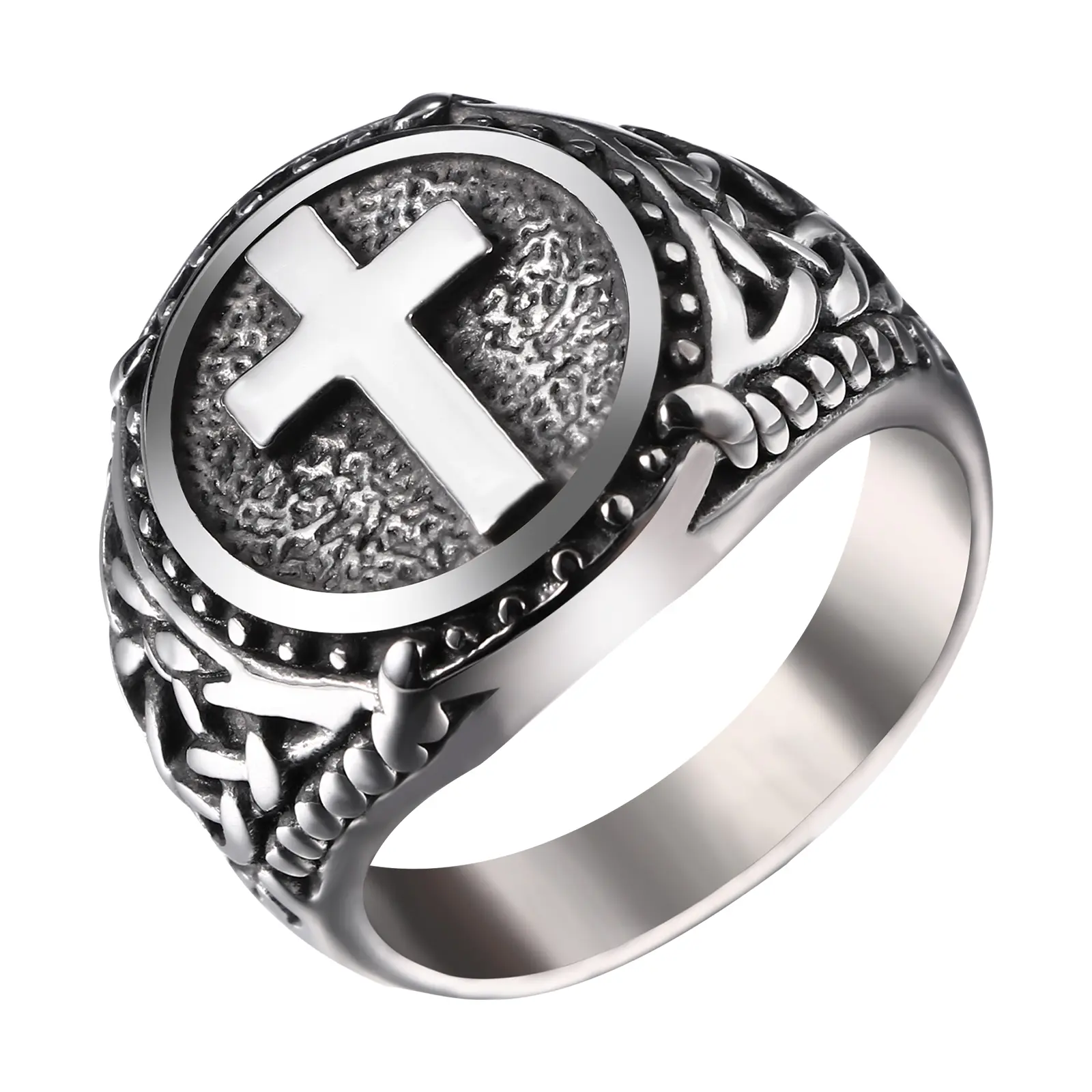 OIDEA Men's Cross Design Rings - Vintage Corrosion-Proof Stainless Steel Christian Celtic Knot Signet Rings with Metal Coating, Men's Jewelry for Biker, Sizes 8-13 Wedding Gift summerwins