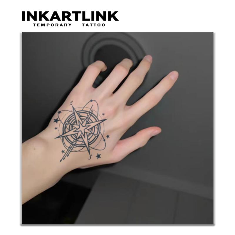 INKARTLINK Tattoo Tech, 2 Sheets Semi-Permanent Temporary Tattoos,Cross Star , Adult Art Design,Lasts 1-2 Weeks, Waterproof, Realistic Look, No Adhesive, No Reflection,For Man And Woman,Ideal for Swimming, Party