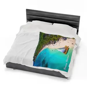 Breathtaking view of Boracay Philippines on Velveteen Plush Blanket themed style.