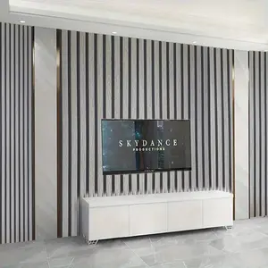 Self-Adhesive Grid Wallpaper Roll, Thick PVC Material, Linear Pattern Stripes & Shapes, Wood Grain Design, Living Room Decor, Peel and Stick Wallpaper Designs
