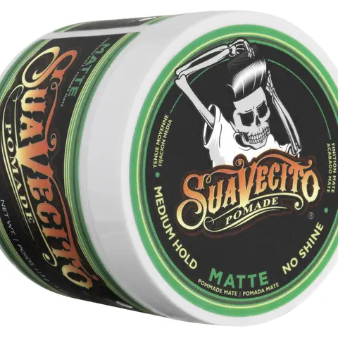 Suavecito Matte Pomade TT - Medium Hold, No Shine, Original Scent, Complete Matte Finish, Stays All Day, Washes with Water, Made in USA - Brush, Gel