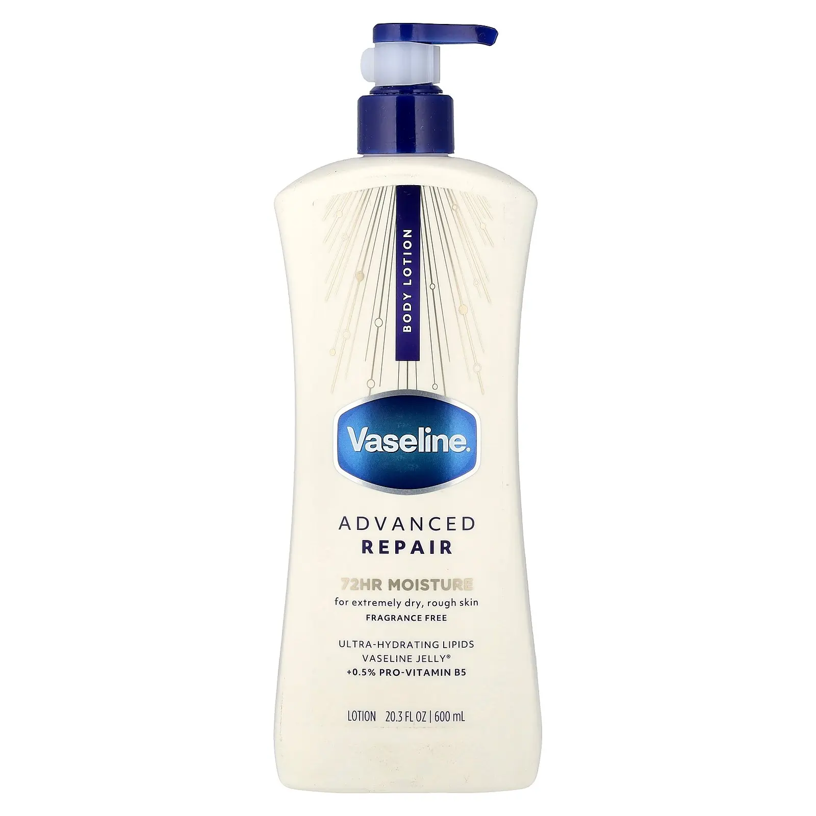 Vaseline Advanced Repair Body Lotion, Fragrance Free, 20.3 fl oz (600 ml)