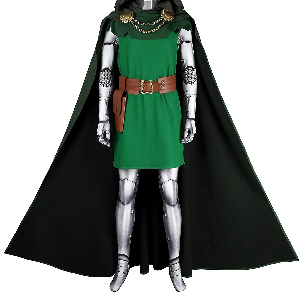 ECOSLAND Women's Halloween Doctor Doom Printed Cosplay Costume Set, Breathable Full-Outfit with Cloak & Mask for Parties, Themed Event Clothes, Halloween Costume