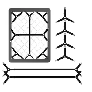 Bed Sheet Straps, 6 Pack Fitted Bed Sheet Fasteners Clips Adjustable Crisscross Bed Sheet Holder Straps for Corners Mattress Sheet Suspenders Grippers Bedding Accessories, Black