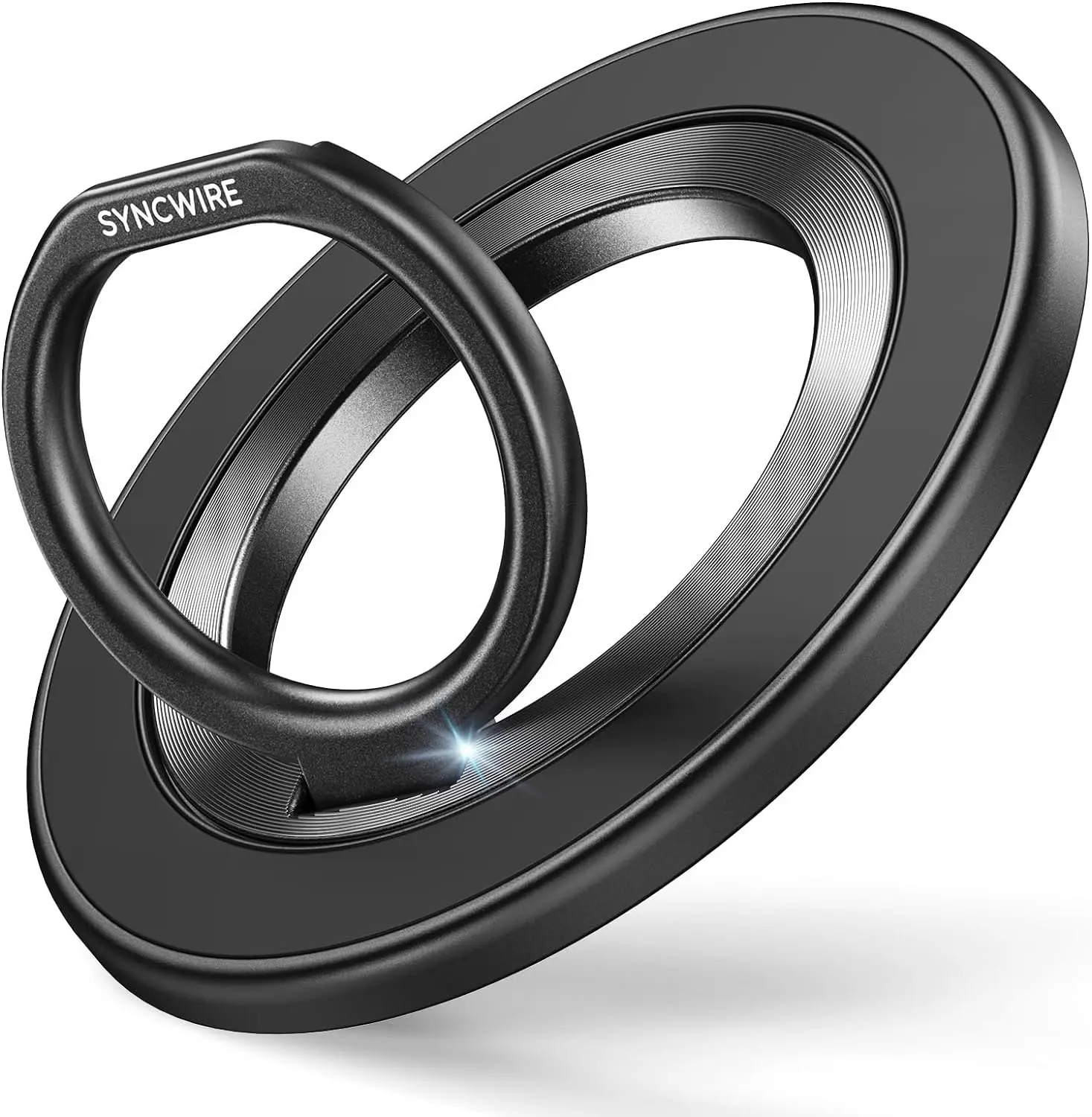 SYNCWIRE MagSafe Metal Mobile Phone Ring Holder, 360° Rotatable Smartphone Grip Stand Finger Kickstand with 2-Sided Magnet, Compatible with iPhone 17 Pro Max 16 15 14 13 12 MagSafe Mount Accessories, Cellphone Compatible