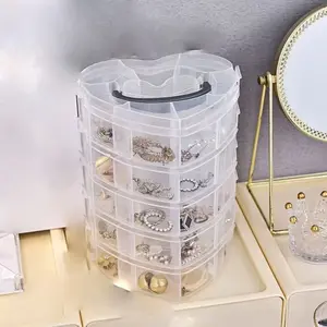 Large Capacity Earring Storage Box, Jewelry Organizer with Compartments, Sparkly Rhinestone and Bead Holder, Essential Jewelry Case