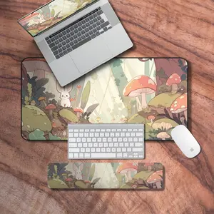Lofi Desk Mat, Cozy Gamer Aesthetic Mouse Pad, Kawaii Mushroom Deskmat, Gaming Desk Mat XL, Desk Decor Kawaii, Gifts for Gamers, Desk Mat Gifts