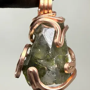 Quartz with Epidote Inclusions Copper PENDANT Unique Artisan Crafted Design 999 Cu