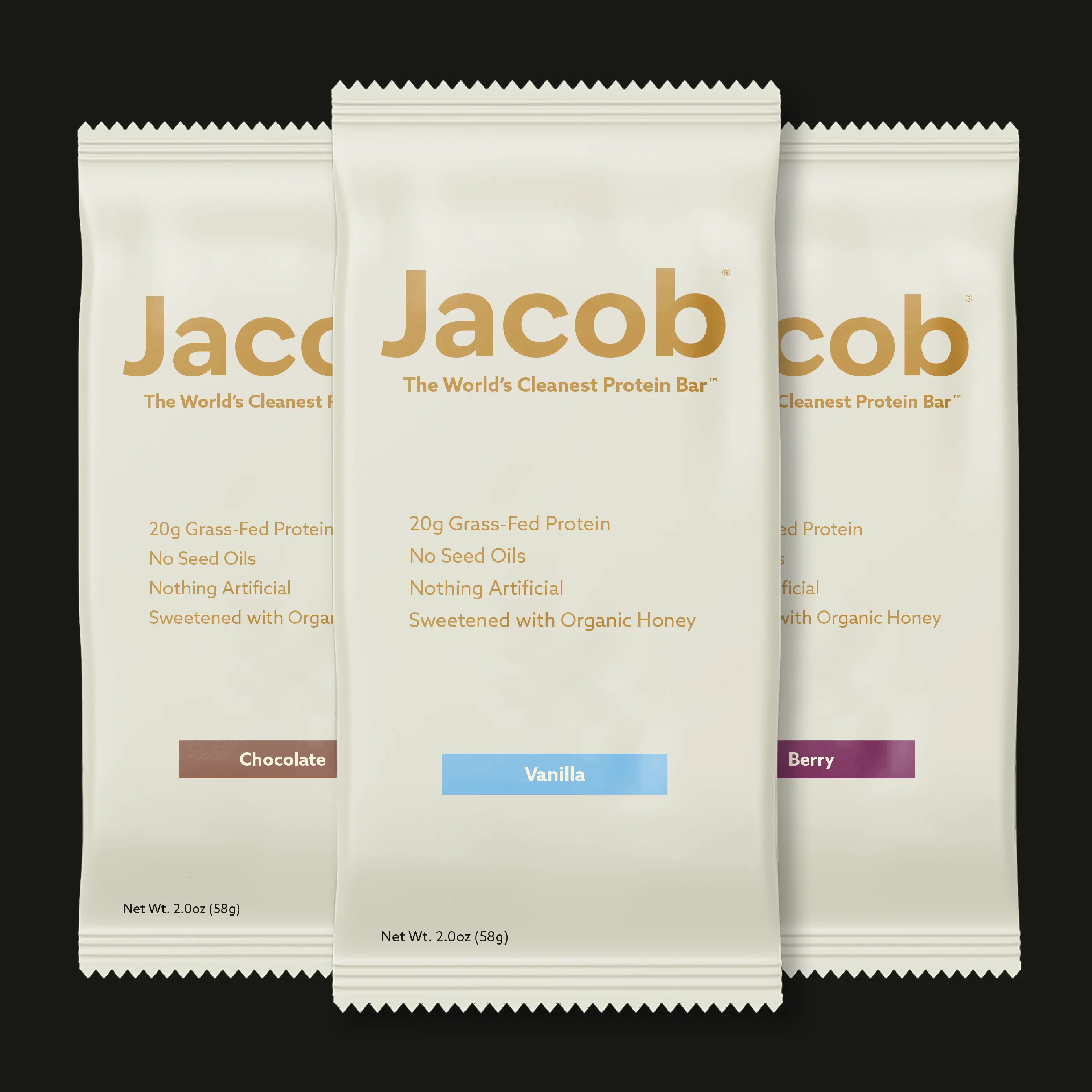 Jacob Bar - Real Clean Ingredients, Grass-Fed High Protein, Gluten-Free, No Seed...