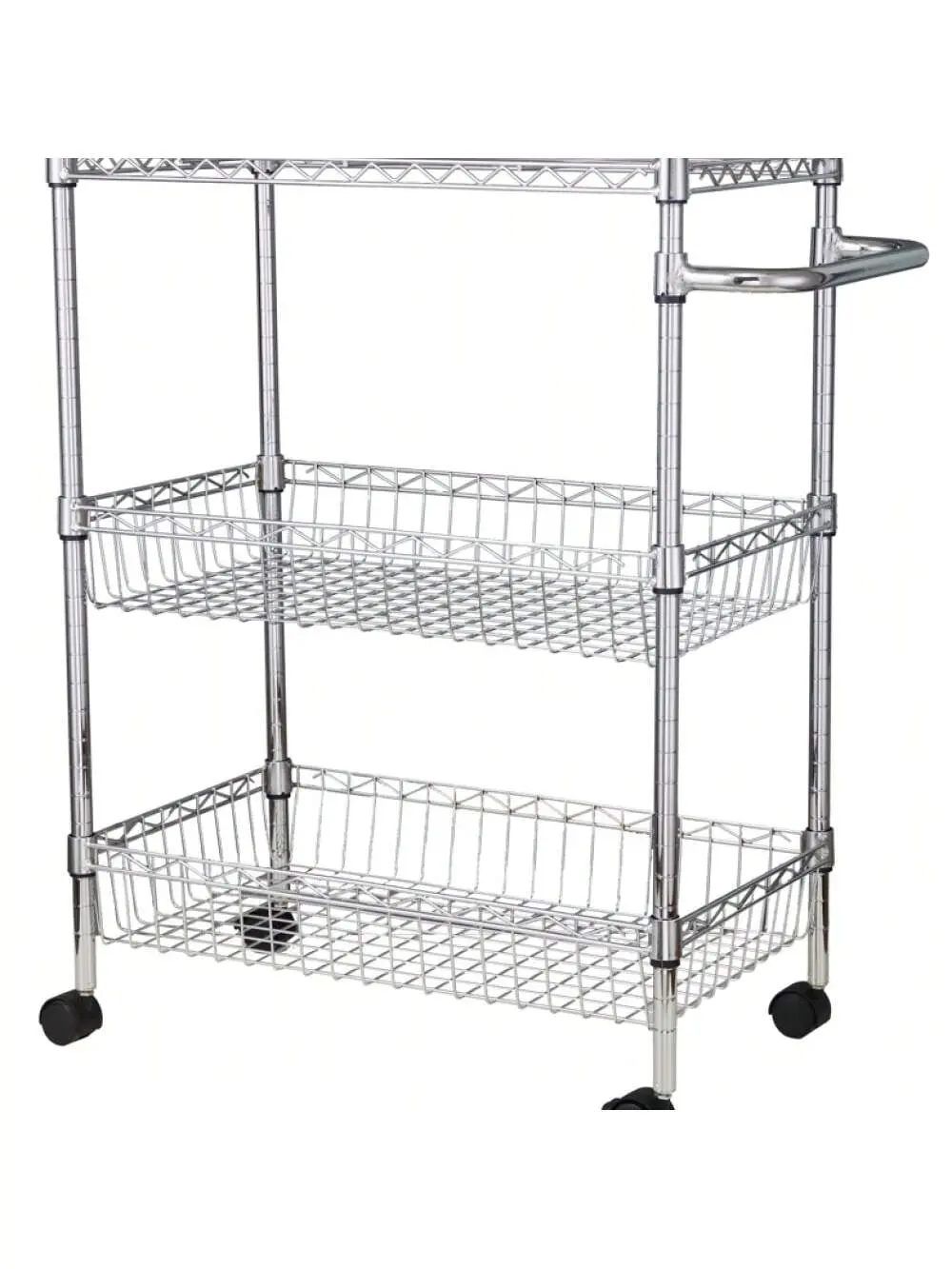 Gaomon 3-Tier Heavy-Duty Rolling Storage Cart Organiser - Metal Frame, Wire Baskets, Handles, Racks - Multi-Use Utility Trolley for Kitchen, Bathroom