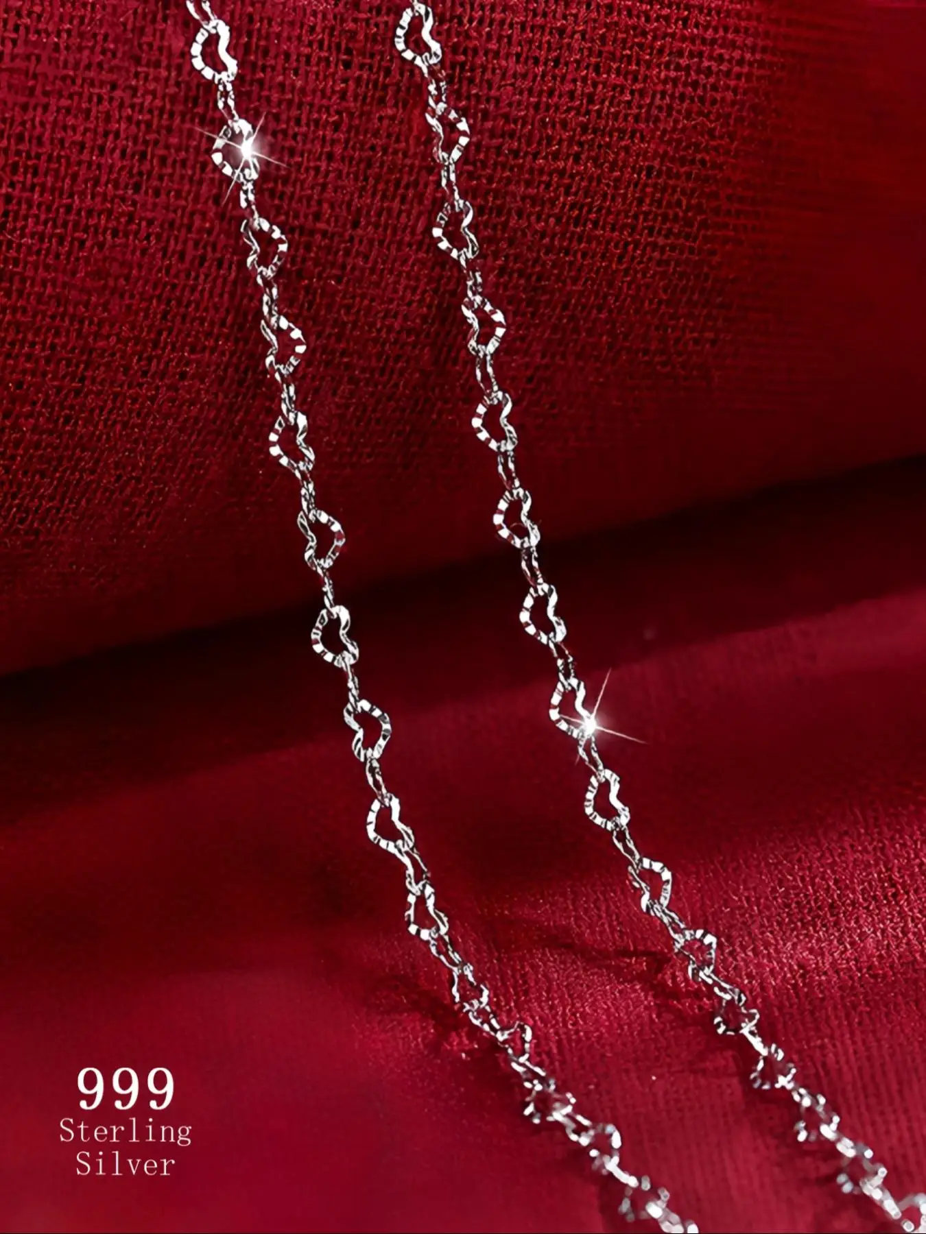 S999 Sterling Silver Heart Design Adjustable Necklace, Fashion Jewelry for Party, Daily Clothing Decor, Trendy All-match & Exquisite Jewelry for Birth