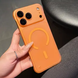 Ultra Thin Frameless Case For iPhone 17 Pro Max 16 15 14 Plus 13 iPhone Air For Magsafe Wireless Charge Matte Clear Cover