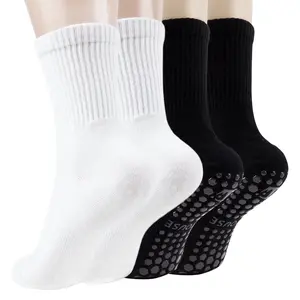 Ivyhouse Pilates Socks with Grips for Women Non Slip Yoga Crew Socks Sticky Slipper Socks for Pure Barre Hospital Workout Home Barefoot 3-6 Pairs