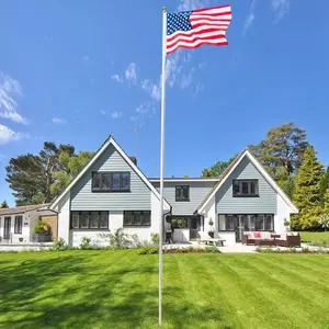 20 ft Sectional Aluminum flagpole US American USA 2x Flag Pole Gold Ball Kit Decoration Wall