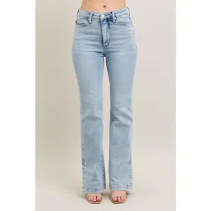Judy Blue Full Size Tummy Control Vintage Wash Side Slit Slim Boot Jeans Plus Size Tummy Control Revolutionary Jeans