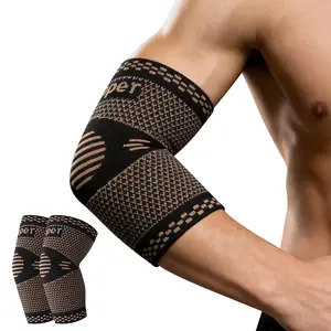 Copper elbow compression support sleeve, elbow pain relief brace, suitable for elbow protection in fitness, weightlifting, basketball, tennis, and golf, suitable for both men and women