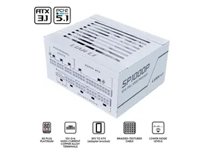 Lian Li SP Platinum 1000W SFX Form Factor Power Supply with 12V-2x6 Connectors - ATX 3.1 & PCIE 5.1 Compliant - Low-Noise - Fully Modular - 105°C Capacitors - 10 Year Warranty - White (SP1000P.W)
