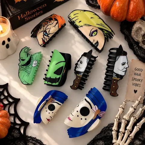 Fun Horror Character Double-Sided Plastic Claw Hair Clips - Halloween Hair Accessories for Women & Men, FallFreshness, Bold Designs for Daily Wear