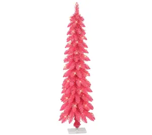 Puleo International 4ft Pink Pre-Lit Alpine Pen cil Tree